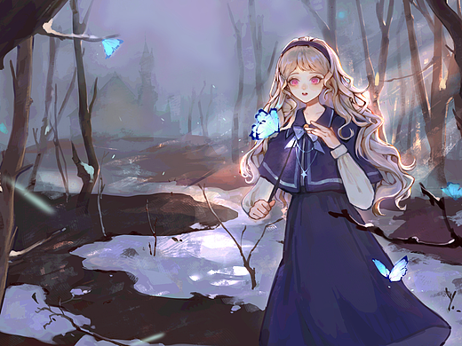 下雪天有概率召唤蓝蝶