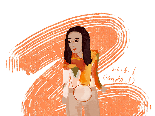 OOTD|人物插画|orange girl