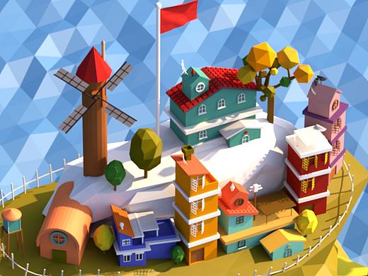 低面海岛模型 lowpoly island