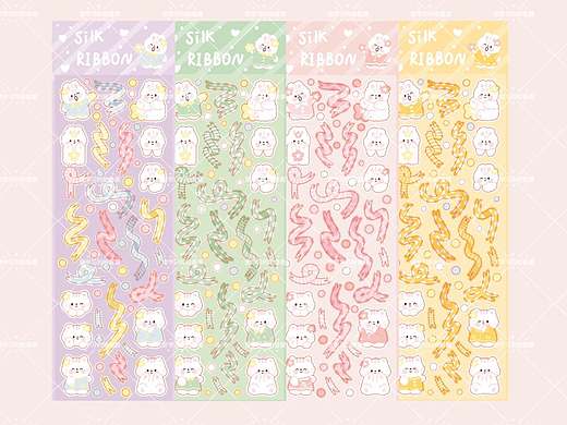 咕卡贴纸|丝带兔兔