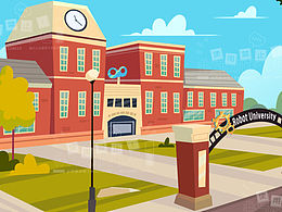 矢量风格儿童插画场景