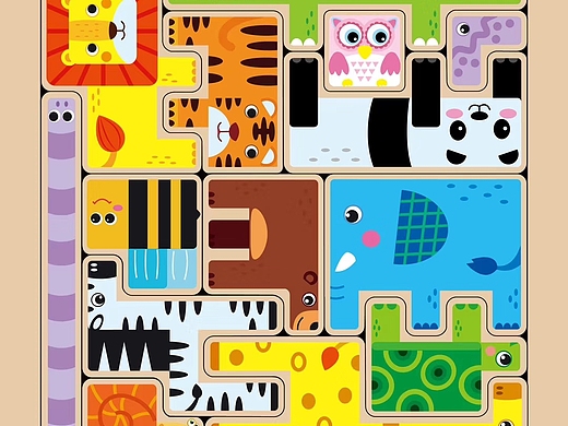 给客户设计的《儿童动物拼图俄罗斯方块积木益智力拼图