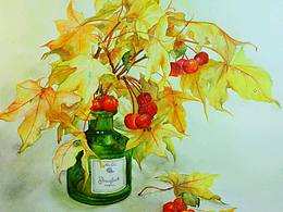 水彩畫－瓶中秋天