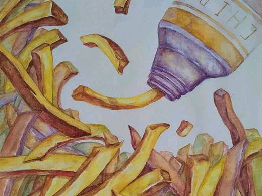 水彩-薯條創(chuàng)作(步驟)（個人主頁-ZMzQ2NjIwNTI=） - 繪畫 - 站酷設計師Zzz_脆脆鱬原創(chuàng)素材 - 站酷ZCOOL