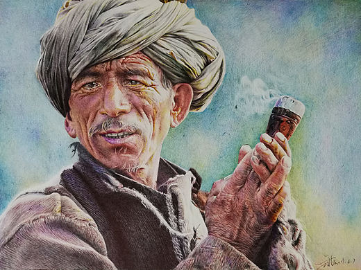 彩色圓珠筆作品《祈?！罚▊€(gè)人主頁(yè)-ZMzQ3NTEzMzI=） - 繪畫(huà) - 站酷設(shè)計(jì)師浩軒手繪原創(chuàng)素材 - 站酷ZCOOL