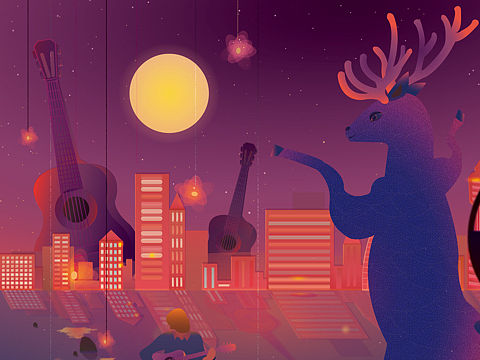 吉他幻夜-按照老师的建议又修改了一下（个人主页-ZNDY1NzY5Mjg=） - 商业插画 - 站酷设计师没烦恼兔原创素材 - 站酷ZCOOL