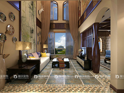 石家庄西山御园500平米美式别墅装修设计效果图（个人主页-ZMTQyMDcwMzY=） - 家装设计 - 站酷设计师苏苏别墅装修设计原创素材 - 站酷ZCOOL