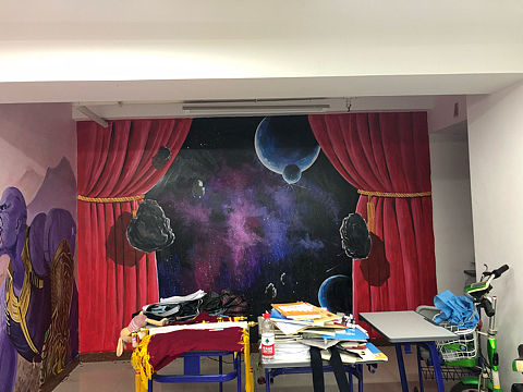 西安爱琳教育机构墙绘（个人主页-ZMzYyNzQ0MzI=） - 艺术插画 - 站酷设计师墨韵手绘工作室原创素材 - 站酷ZCOOL