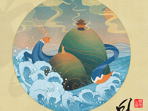 中国风线条插画
