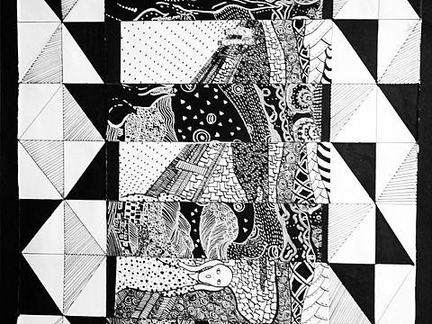 黑白装饰画（星空）（呐喊）