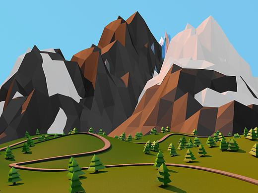 【C4D每日一学009】Low-Poly Mountains(。-`ω´-)