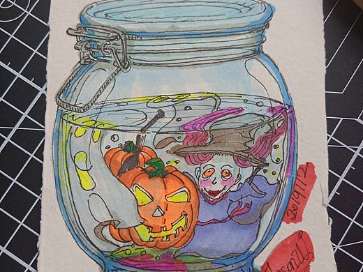 水中系列3《万圣节结束了》（个人主页-ZNDA0MDY0NDg=） - 新锐潮流插画 - 站酷设计师不尬聊男孩原创素材 - 站酷ZCOOL