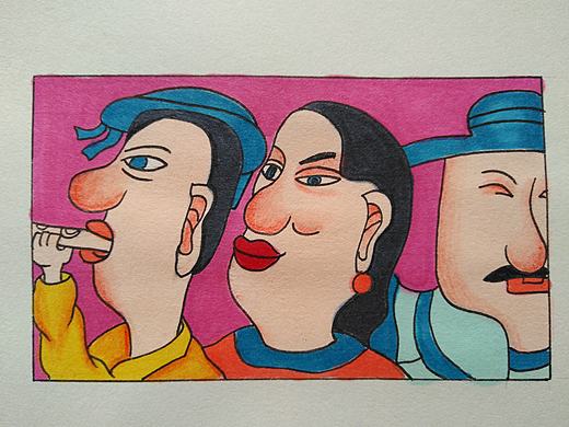 插画小人物马克笔上色