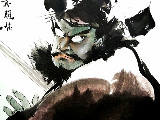 朱砂钟馗 张周作 手绘写意国画人物 水墨画己裱