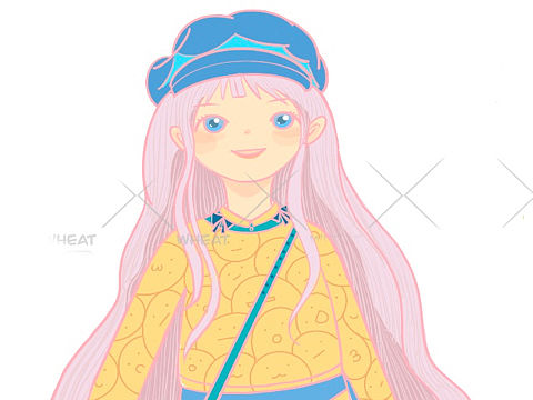 少女插画练习/纸胶带/贴纸练习