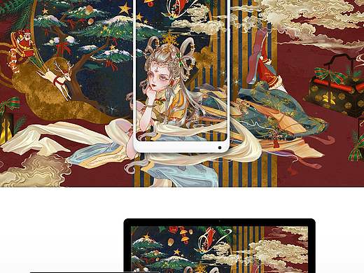 国风圣诞插画 客稿（个人主页-ZNDkzMDU5MDA=） - 绘画 - 站酷设计师CREATIONrui原创素材 - 站酷ZCOOL