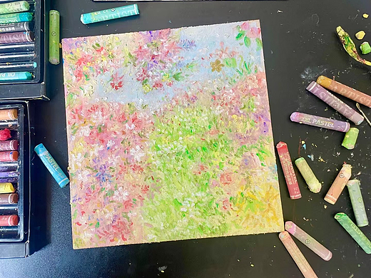 重彩油画棒春日繁花