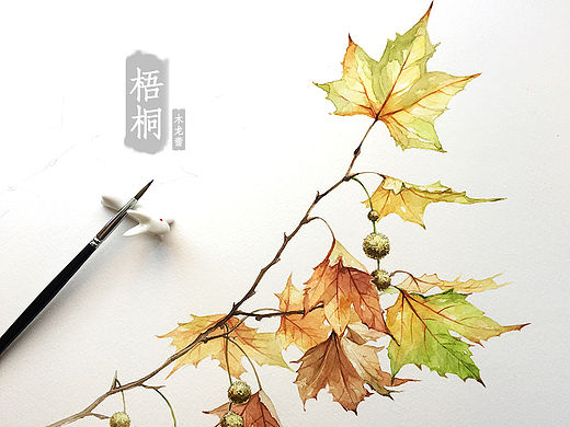 原创手绘水彩画【法国梧桐】，浪漫林荫路