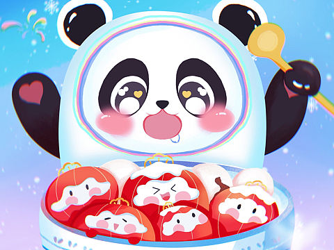 传下去，冰墩墩想吃雪容融（个人主页-ZNTc0MzI0NjA=） - 艺术插画 - 站酷设计师胶片w原创素材 - 站酷ZCOOL