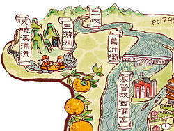 手绘地图&nbsp;荆州宜昌汉川