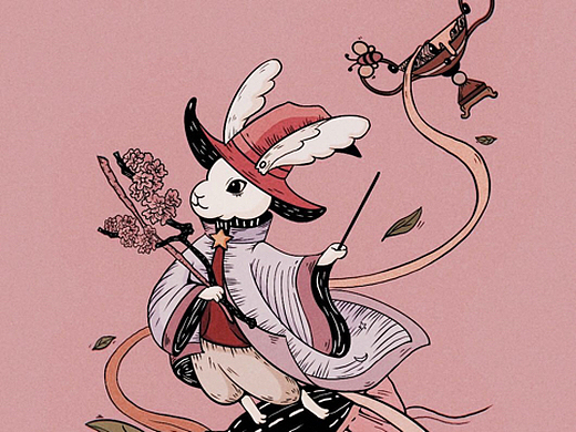 巴洛克兔子插画