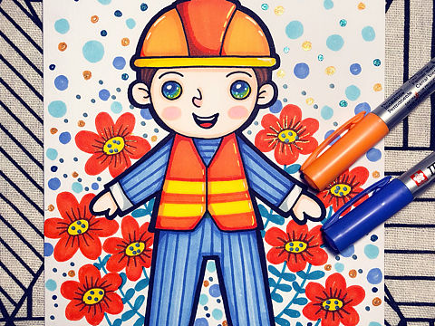 人物角色主题儿童画—-清洁工