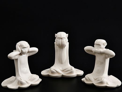 不说、不听、不看,泊喜×蒋家班匠造三不猴桌面雕塑