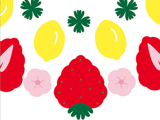 草莓，柠檬，樱花