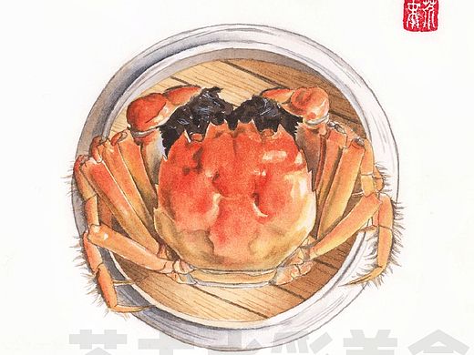 水彩——大闸蟹