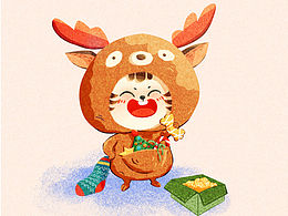 圣诞卡通IP形象插画 三发同学