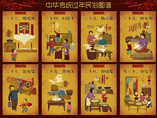 （娃他妈）手绘中华传统过年习俗图谱1