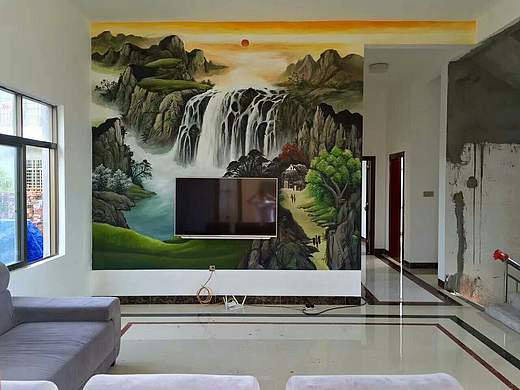 墙绘 广州墙绘 品牌 客厅背景墙绘 民宿 公寓 别墅墙绘
