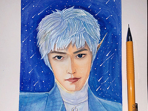 肖战芭莎封面-水彩