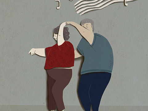 剪纸风格插画 |即使老了，我们也要一起跳舞