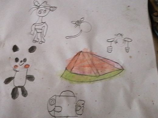 简笔画房子动物