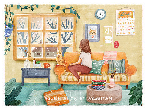 節(jié)氣—小雪（個(gè)人主頁(yè)-ZNDA5NDMyOTY=） - 商業(yè)插畫(huà) - 站酷設(shè)計(jì)師JiaMuYan原創(chuàng)素材 - 站酷ZCOOL