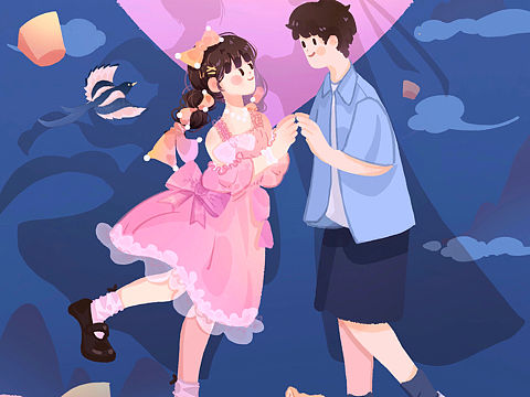 七夕的第一顆流星（個(gè)人主頁(yè)-ZNTM0NjA4MjQ=） - 藝術(shù)插畫 - 站酷設(shè)計(jì)師mua_糖豆子原創(chuàng)素材 - 站酷ZCOOL