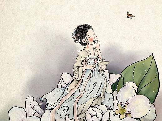 蜜蜂与花插画设计（四）