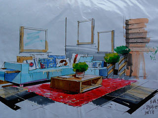 原创手绘马克笔室内作品