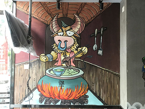 犟骨頭墻繪手繪墻犟骨頭餐廳彩繪（個(gè)人主頁(yè)-ZMzE1NjA3Njg=） - 新銳潮流插畫 - 站酷設(shè)計(jì)師匠心彩繪劉海樂原創(chuàng)素材 - 站酷ZCOOL