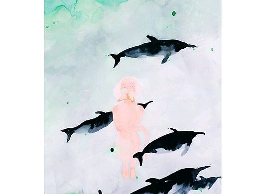 海与天，水彩与岩彩的对比体验