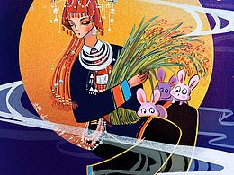 中秋主題插畫作品