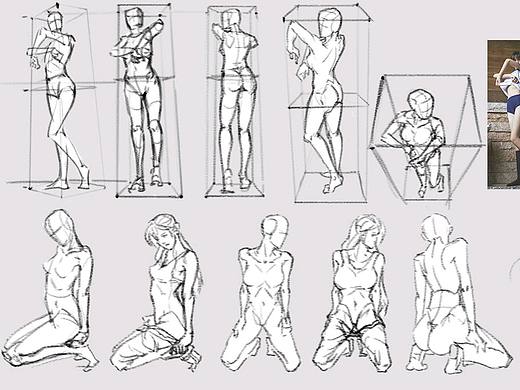 人体转角度速写练习