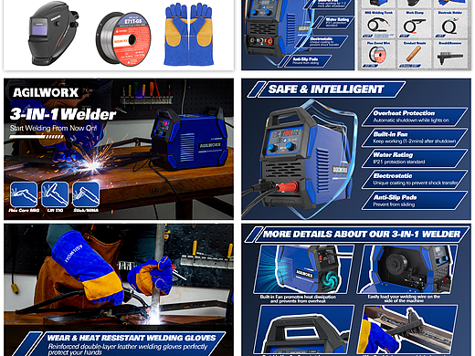 亚马逊产品 电焊机+头盔+焊枪+焊丝配件 摄影 精修