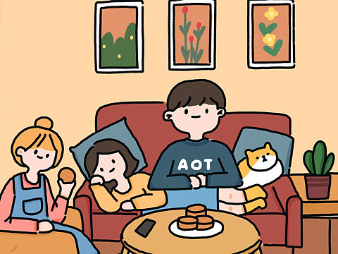 线条风手绘温暖小清新插画海报设计