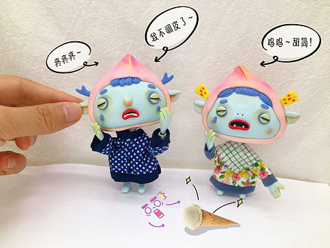 大桃和小桃  角色设计 粘土人偶