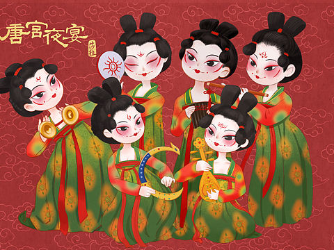 唐宮夜宴（個人主頁-ZNTA3NTUyOTY=） - 創(chuàng)作習(xí)作 - 站酷設(shè)計師SaraFEI原創(chuàng)素材 - 站酷ZCOOL