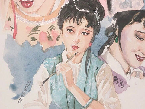水彩红楼梦黛钗