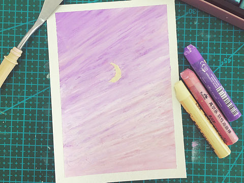 油画棒作品-紫色天空系列