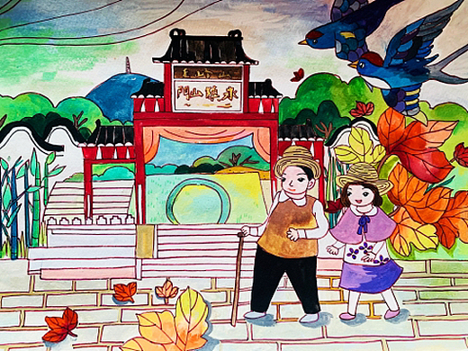 圭峰山插画-概念设定15011年前桃之夭夭,其叶蓁蓁.